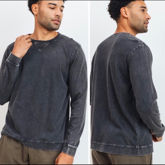 NWT Mens Black Mineral Wash Pullover - Picture 4 of 8